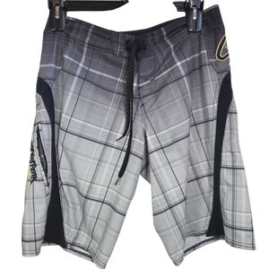 O'Neill Black and Gray Plaid Men's Board Shorts Size 32